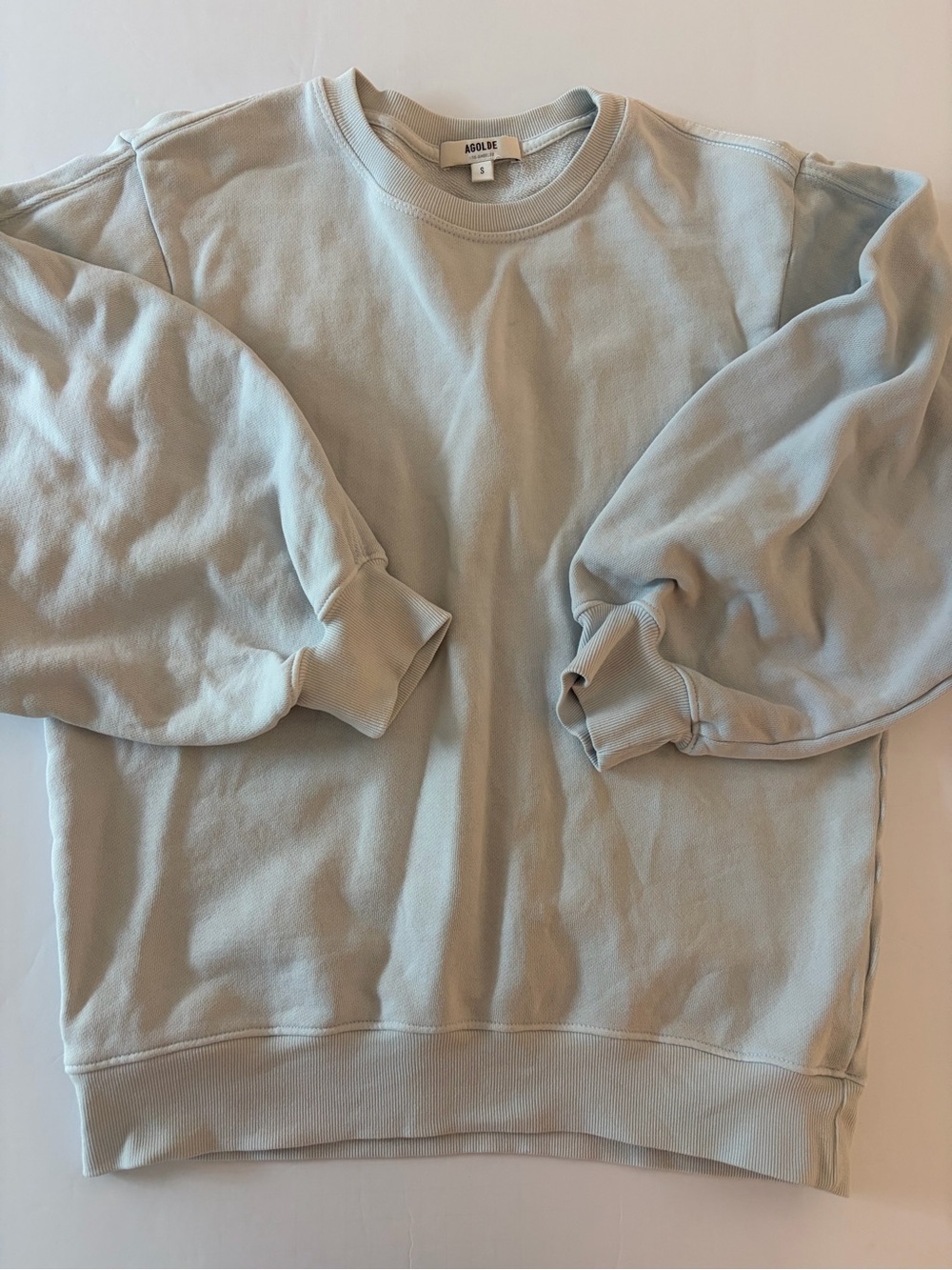 Agolde Women’s 3/4 Pullover Sweatshirt Size S Cotton Blueish Gray Casual Layer - Picture 13 of 13